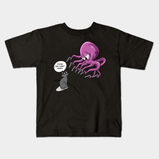 Funny cat and octopuss cartoon Kids T-Shirt